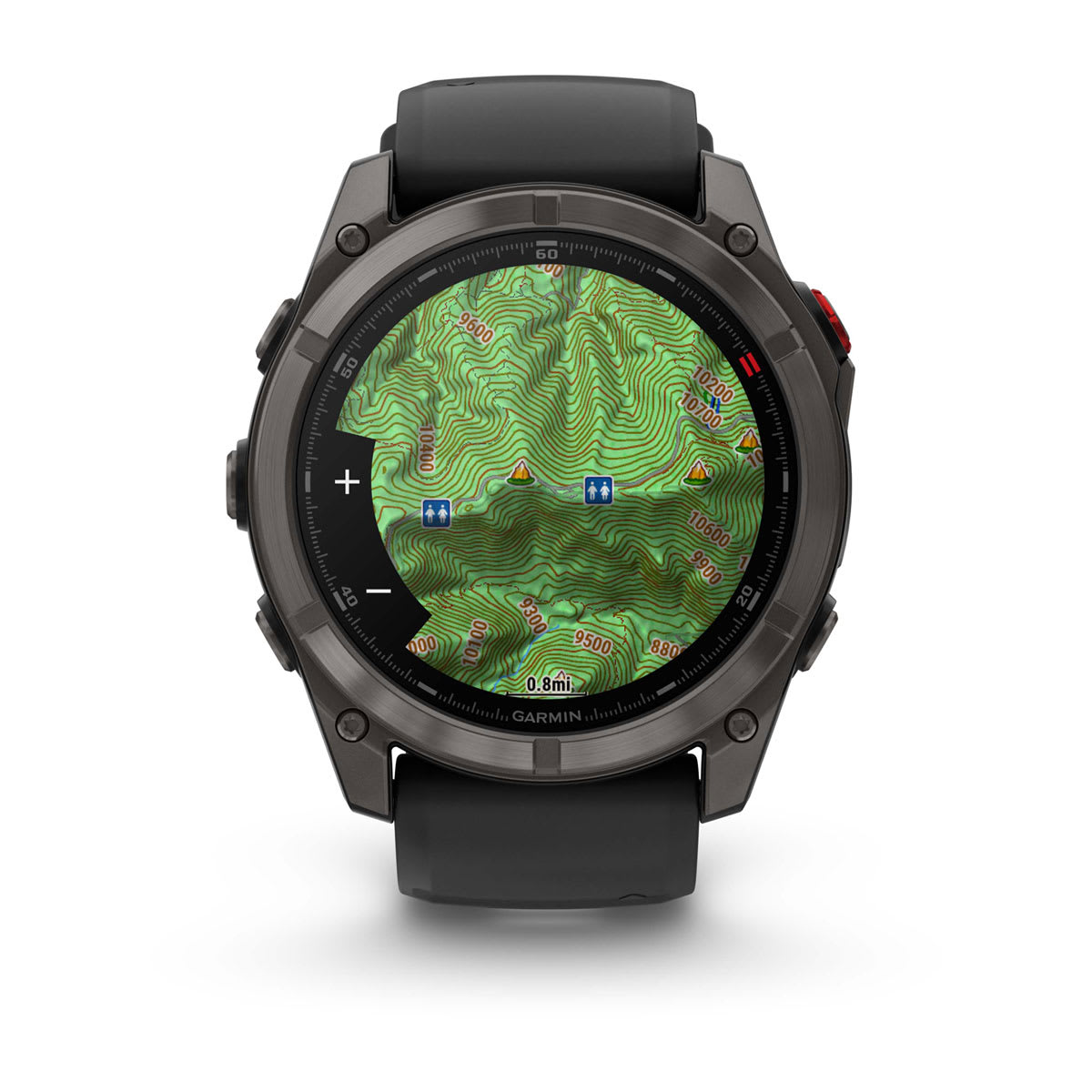 fēnix® 8 Pro – 51 mm, AMOLED, Sapphire, Carbon Grey DLC-Titanium mit Schwarz/Pebble Grey Silikonarmband – Garmin