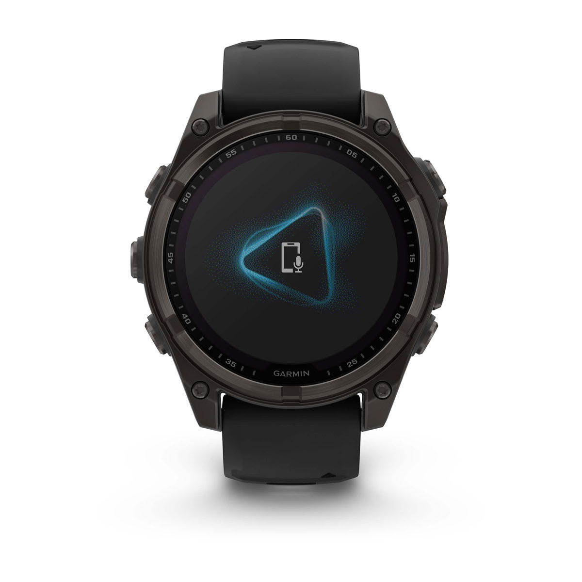 fēnix® 8 – 47 mm, Solar, Sapphire, Carbon Grey DLC-Titan mit Schwarz/Pebble Grey Silikonarmband – Garmin