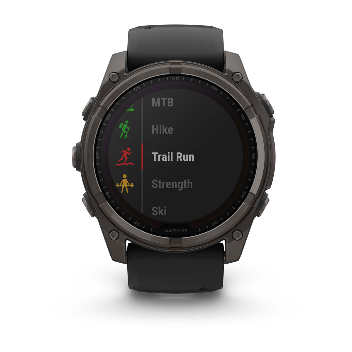 fēnix® 8 – 51 mm, Solar, Sapphire, Carbon Grey DLC-Titanium mit Schwarz/Pebble Grey Silikonarmband – Garmin