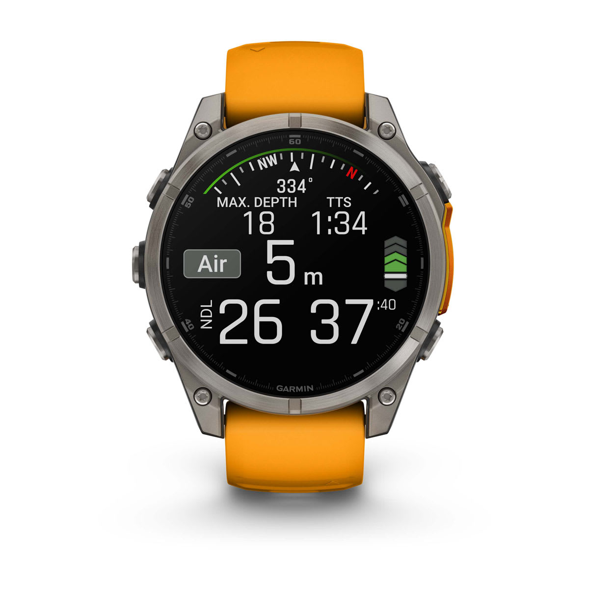fēnix® 8 – 47 mm, AMOLED, Saphir, Titan mit Spark Orange/Graphite Silikonarmband – Garmin