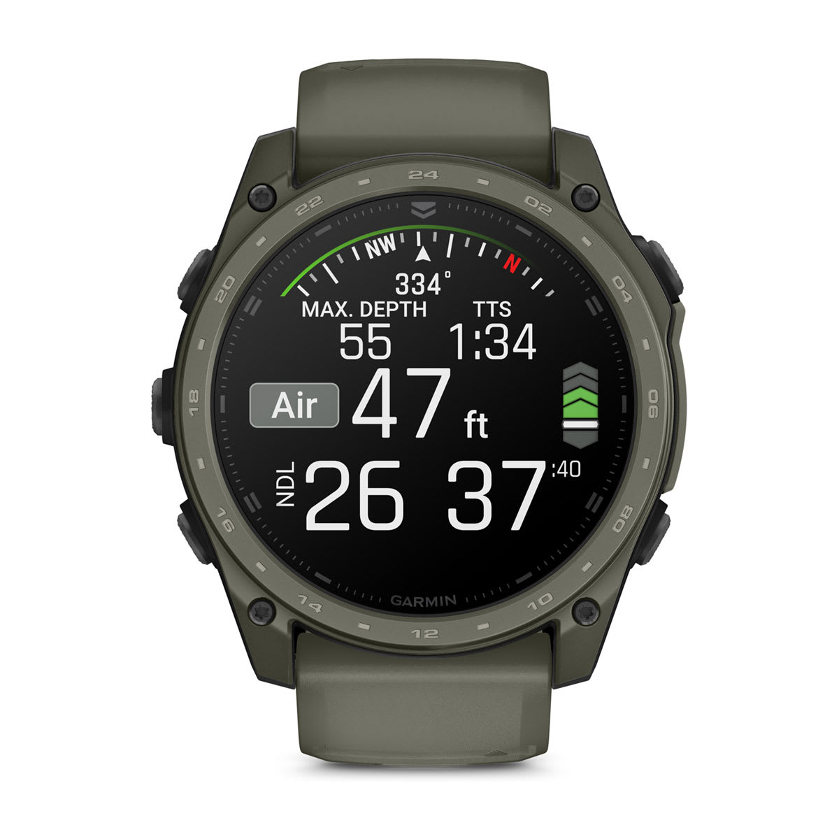 tactix® 8 – 51 mm, AMOLED, Cerakote®-Beschichtung, Inklusive Applied Ballistics Ultralight™ Solver und Olive Cerakote®-Beschichtung – Garmin
