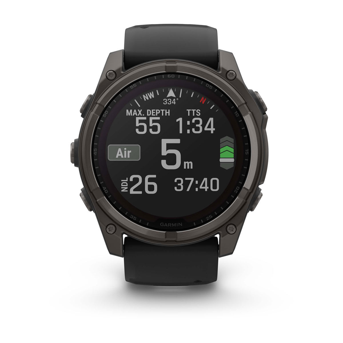 fēnix® 8 – 51 mm, Solar, Sapphire, Carbon Grey DLC-Titanium mit Schwarz/Pebble Grey Silikonarmband – Garmin