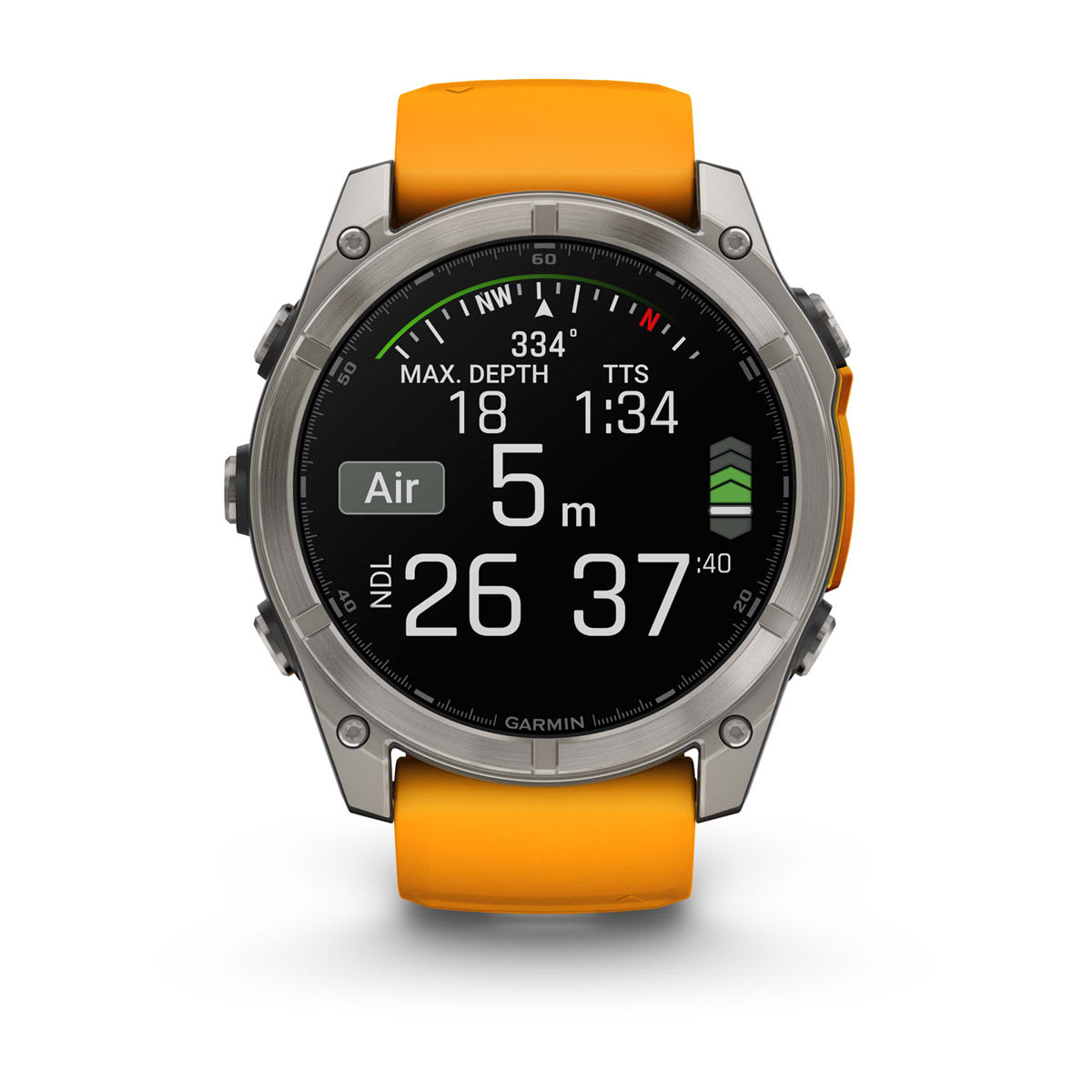 fēnix® 8 – 51 mm, AMOLED, Sapphire, Titanium mit Spark Orange/Graphite Silikonarmband – Garmin