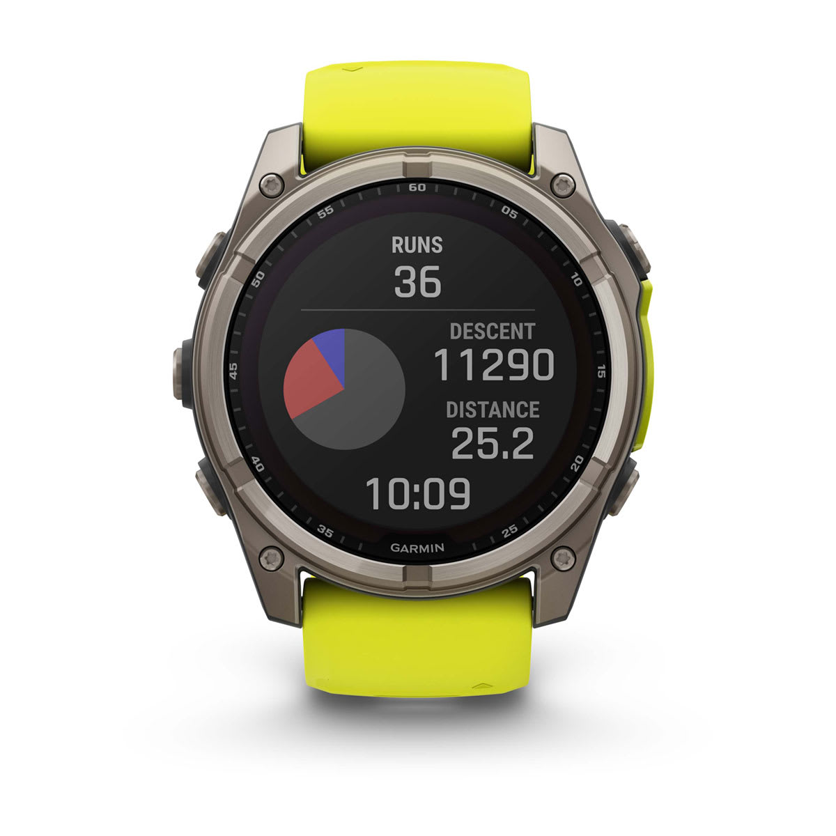 fēnix® 8 – 51 mm, Solar, Saphir, Titan mit Amp Yellow/Graphite-Silikonarmband – Garmin