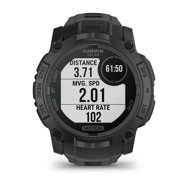 Instinct® 3 – 50 mm, Solar, Tactical Edition, Schwarz mit Schwarzem Armband – Garmin