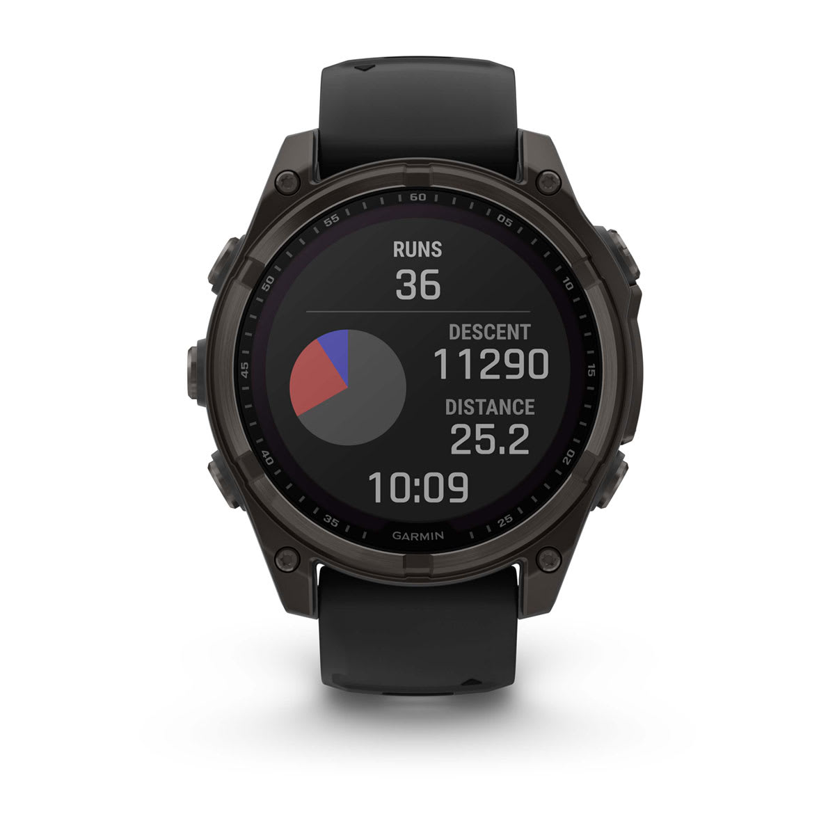 fēnix® 8 – 47 mm, Solar, Sapphire, Carbon Grey DLC-Titan mit Schwarz/Pebble Grey Silikonarmband – Garmin