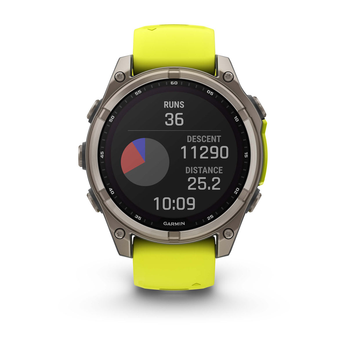 fēnix® 8 – 47 mm, Solar, Sapphire, Titanium mit Amp Yellow/Graphite Silikonarmband – Garmin