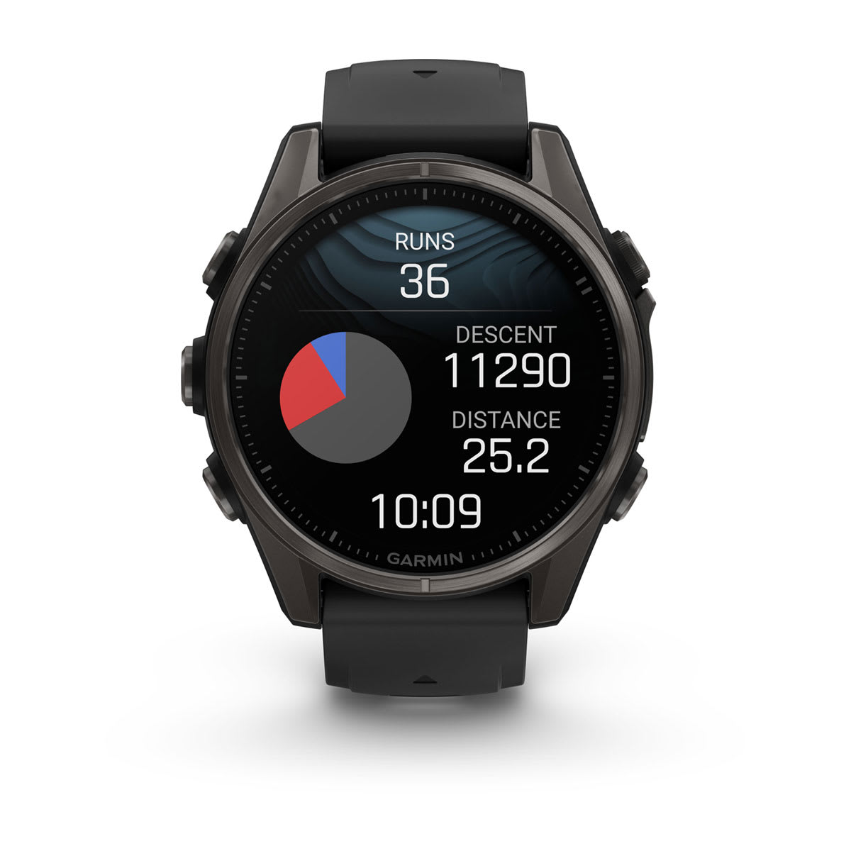 fēnix® 8 – 43 mm, AMOLED, Sapphire, Carbon Grey DLC-Titan mit Schwarz/Pebble Grey-Silikonarmband – Garmin