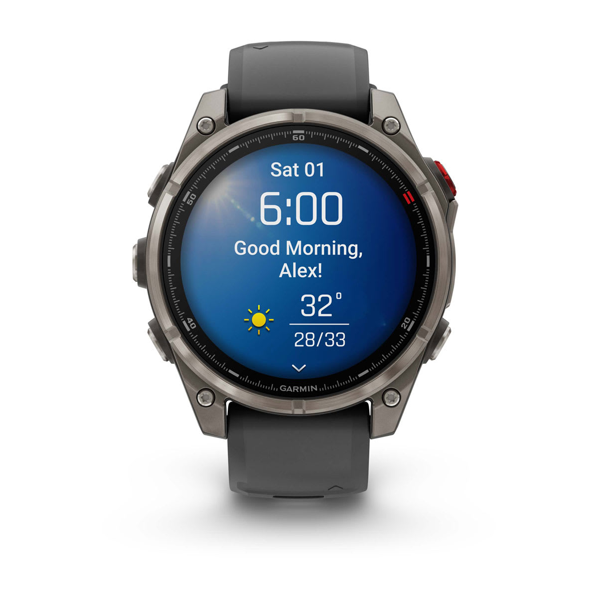 fēnix® 8 Pro – 47 mm, AMOLED, Sapphire, Titan mit Silikonarmband in Graphite/Schwarz – Garmin