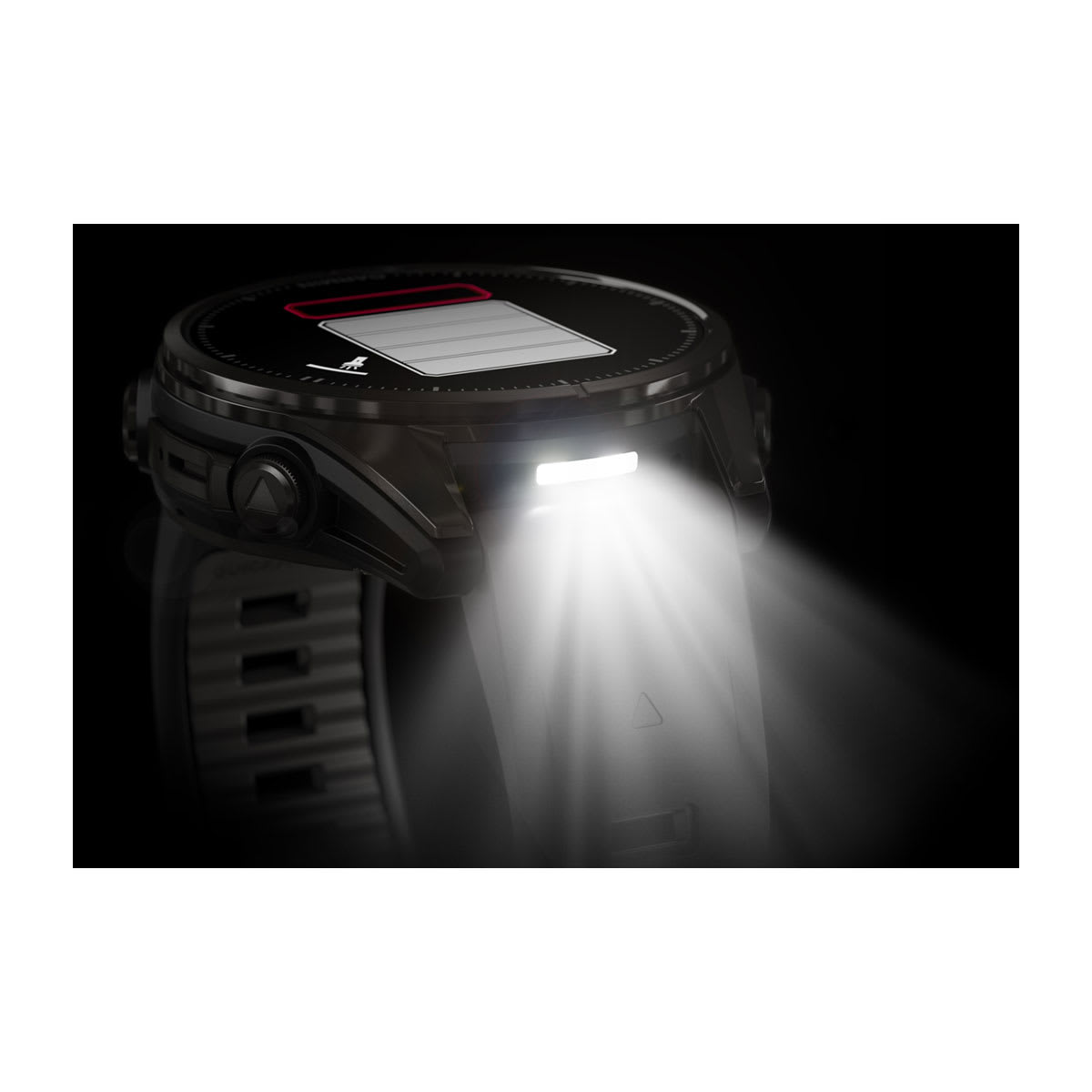 fēnix® 8 – 43 mm, AMOLED, Sapphire, Carbon Grey DLC-Titan mit Schwarz/Pebble Grey-Silikonarmband – Garmin