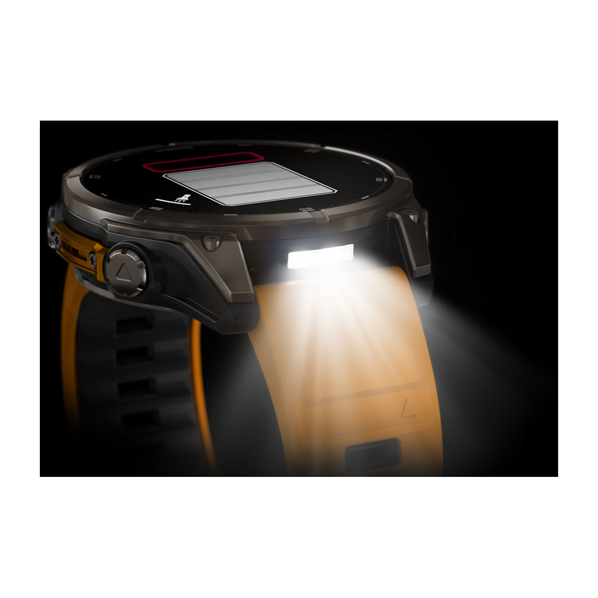 fēnix® 8 – 47 mm, AMOLED, Saphir, Titan mit Spark Orange/Graphite Silikonarmband – Garmin