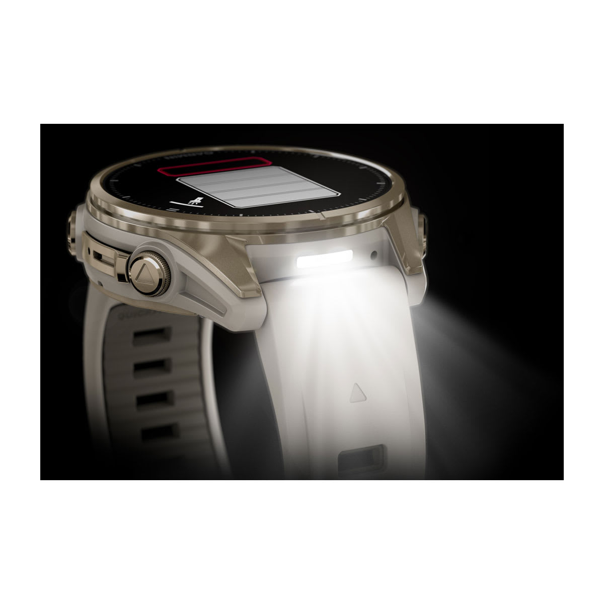 fēnix® 8 – 43 mm, AMOLED, Sapphire, Soft Gold mit Fog Grey/Dark Sandstone Silikonarmband – Garmin