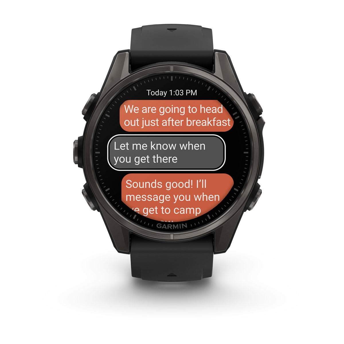fēnix® 8 – 43 mm, AMOLED, Sapphire, Carbon Grey DLC-Titan mit Schwarz/Pebble Grey-Silikonarmband – Garmin