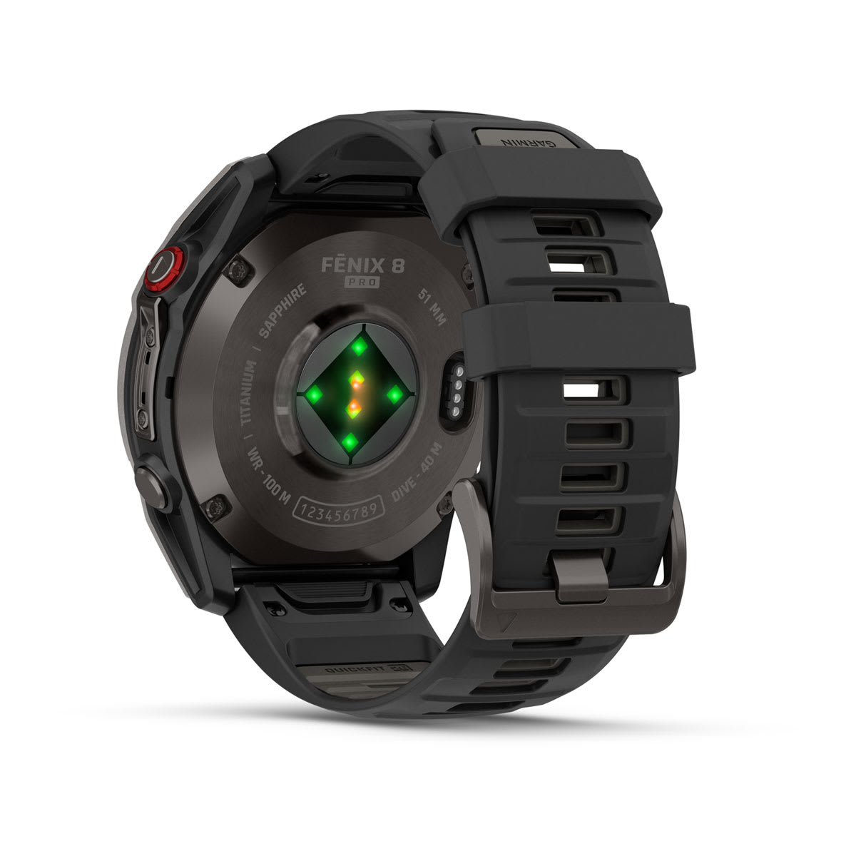 fēnix® 8 Pro – 51 mm, AMOLED, Sapphire, Carbon Grey DLC-Titanium mit Schwarz/Pebble Grey Silikonarmband – Garmin