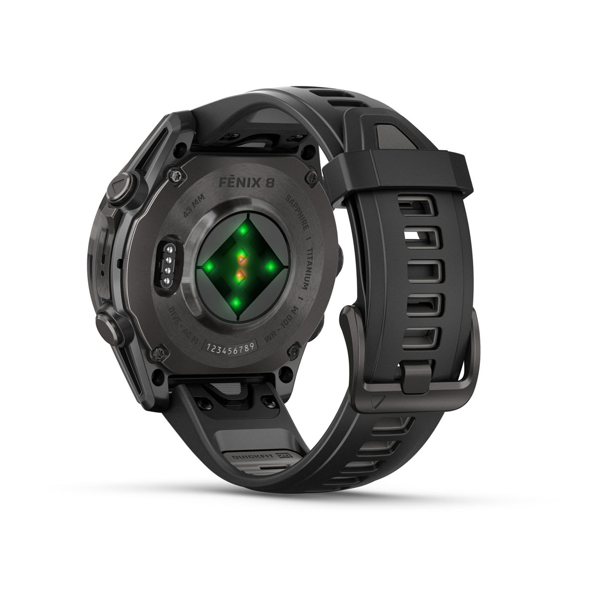 fēnix® 8 – 43 mm, AMOLED, Sapphire, Carbon Grey DLC-Titan mit Schwarz/Pebble Grey-Silikonarmband – Garmin