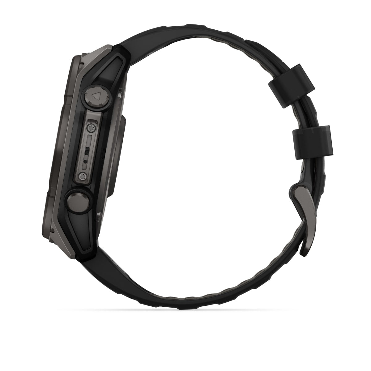 fēnix® 8 – 51 mm, Solar, Sapphire, Carbon Grey DLC-Titanium mit Schwarz/Pebble Grey Silikonarmband – Garmin