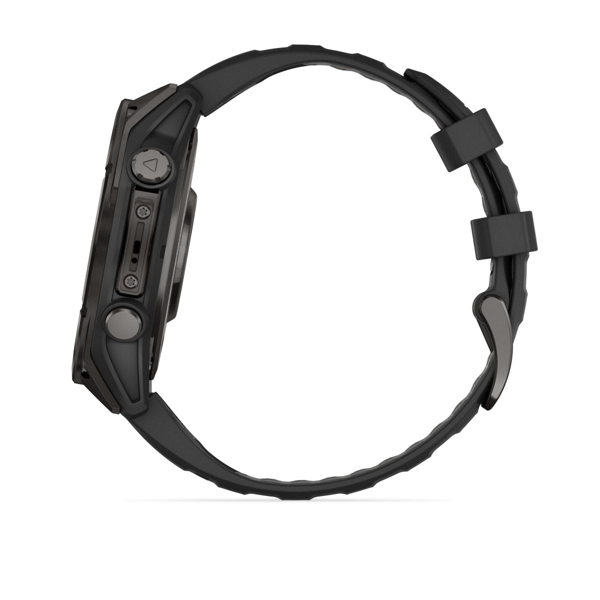 fēnix® 8 – 47 mm, AMOLED, Saphir, Carbon Grey DLC-Titan mit Schwarz/Pebble Grey Silikonarmband – Garmin