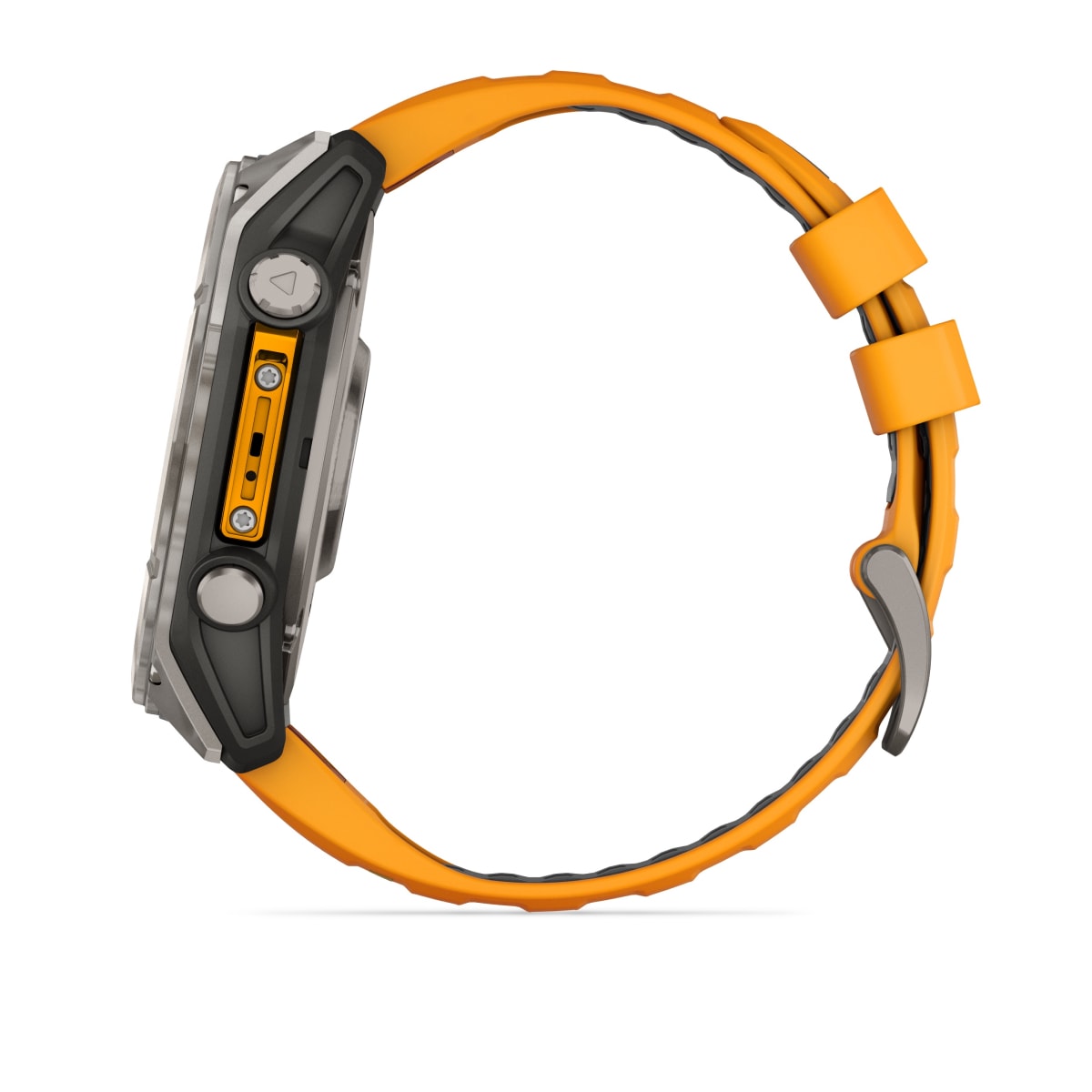 fēnix® 8 – 51 mm, AMOLED, Sapphire, Titanium mit Spark Orange/Graphite Silikonarmband – Garmin