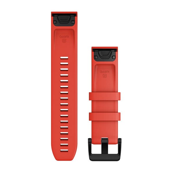 QuickFit® 22 Uhrenarmbänder, Laser Red, Schwarze Hardware aus Edelstahl – Garmin
