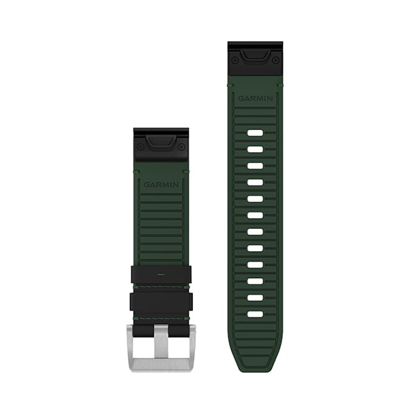 QuickFit® 22 Uhrenarmbänder, Leder/FKM-Hybridarmband, Schwarz/Grün – Garmin