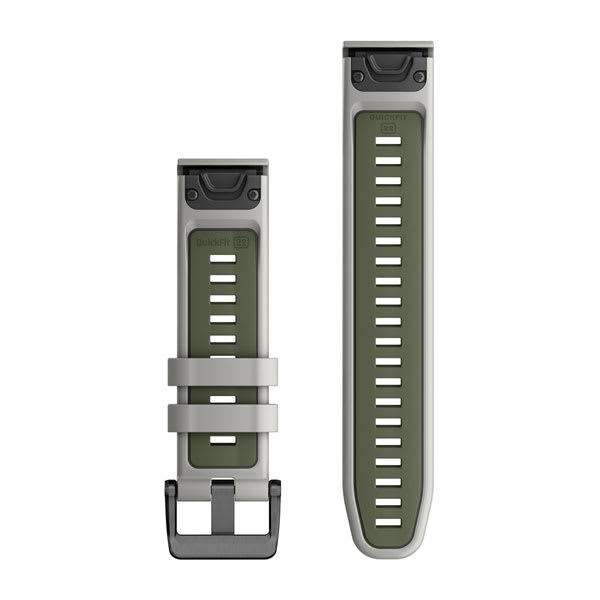 Quickfit 22 mm Uhrenarmbänder, Fog Gray/Moss Silikon – Garmin