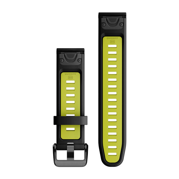 QuickFit® 20 Uhrenarmbänder, Schwarz/Electric Lime Silikon – Garmin