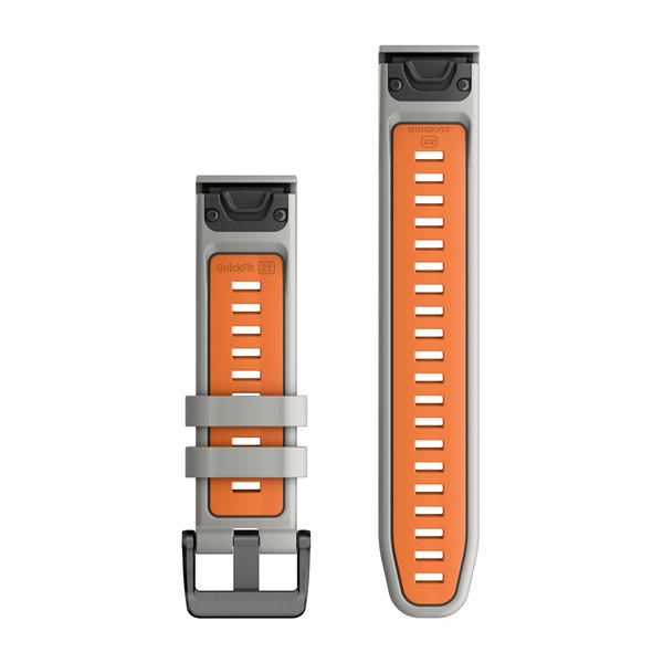 Quickfit 22 mm Uhrenarmbänder, Fog Gray/Ember Orange Silikon – Garmin