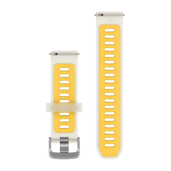 Quick-Release-Armbänder (20 mm), Transparent Bone/Mango mit Silberfarbener Hardware – Garmin