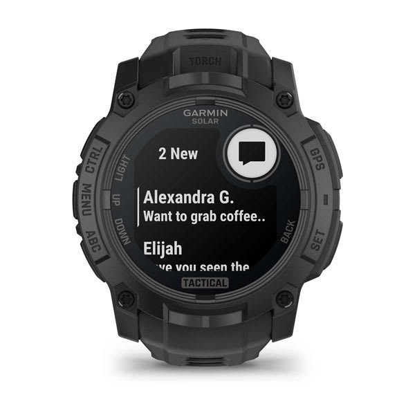 Instinct® 3 – 50 mm, Solar, Tactical Edition, Schwarz mit Schwarzem Armband – Garmin