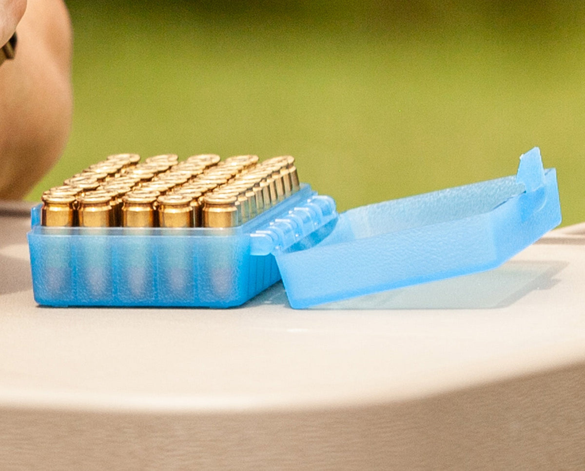 Patronenbox für Pistolenmunition Kal. 9mm – 50 Stk. Farbe: Klar Grün – MTM