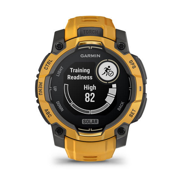Instinct® 3 – 45 mm, Solar, Sunburst mit Sunburst/Grauem Armband – Garmin