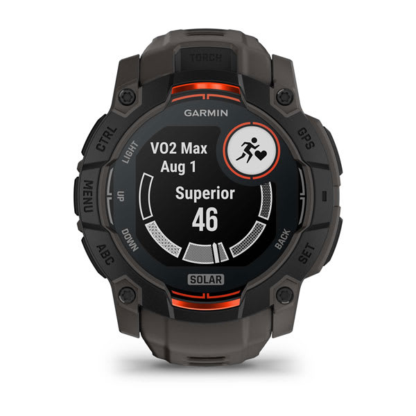 Instinct® 3 – 50 mm, Solar, Schwarz mit Charcoal-Armband – Garmin