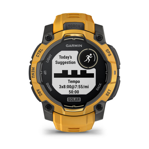 Instinct® 3 – 45 mm, Solar, Sunburst mit Sunburst/Grauem Armband – Garmin