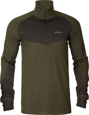 Base Warm Zip-Neck Unterhemd Willow green/Shadow brown - Härkila
