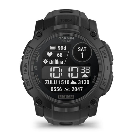 Instinct® 3 – 45 mm, Solar, Tactical Edition, Schwarz mit schwarzem Armband – Garmin