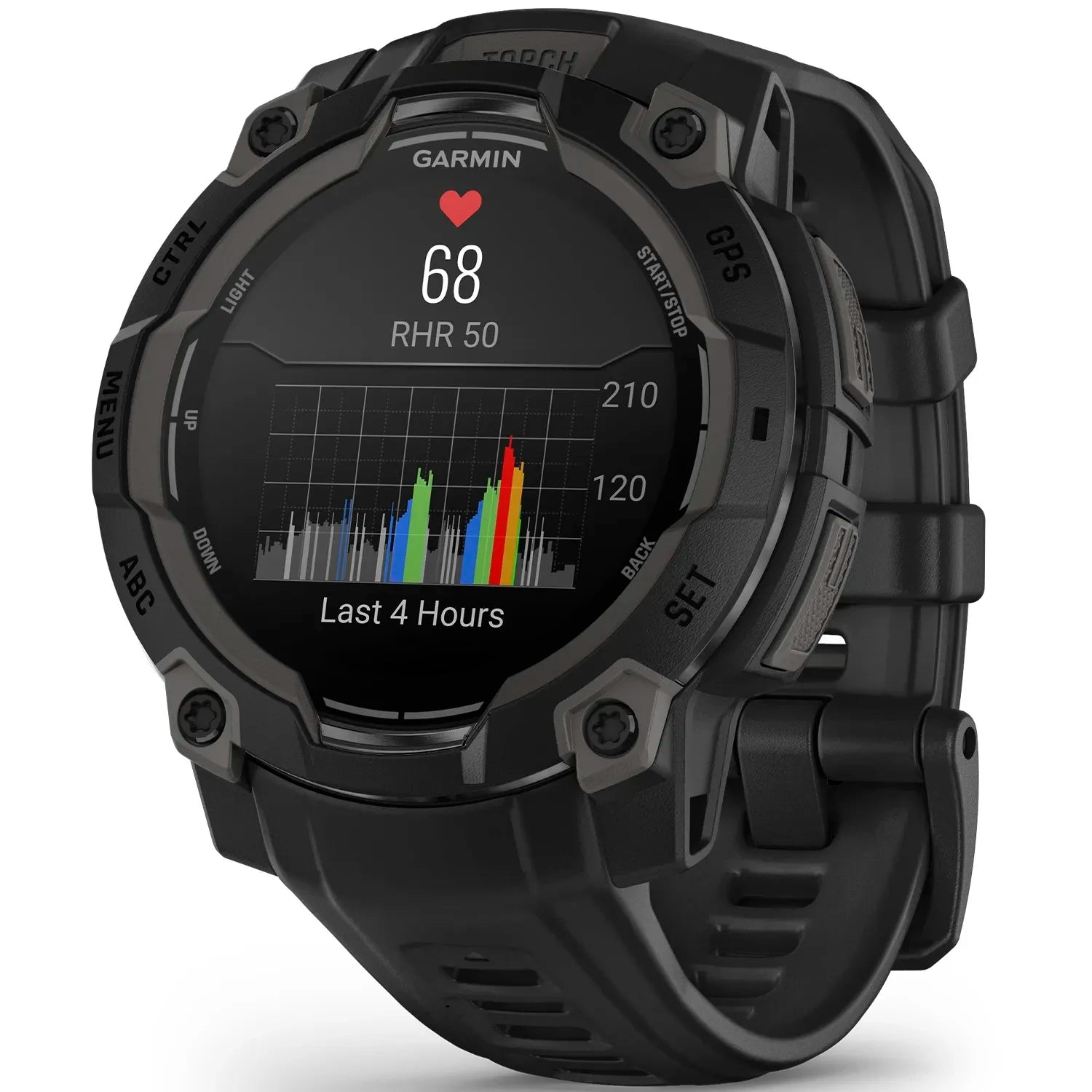 22-mm-Armbänder (Instinct® 3 - 45 mm/Instinct Crossover AMOLED), Schwarzes Silikon mit Metallschnalle – Garmin