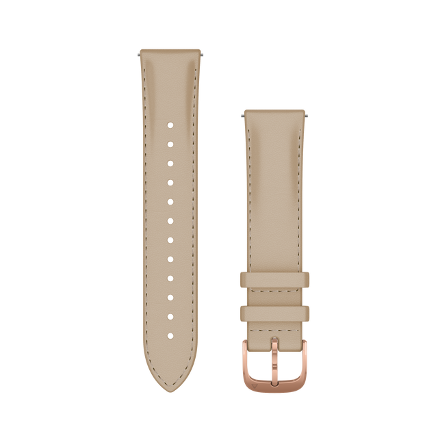 Quick Release remme (20 mm), Lys sand italiensk læder, 18K rosaguld PVD hardware 1