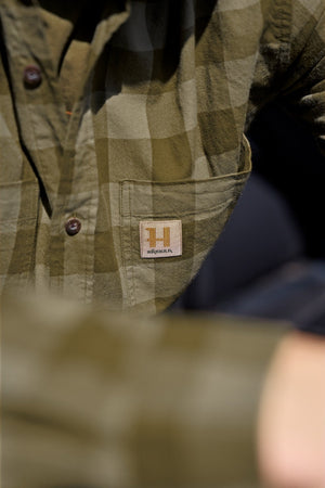 Skandinavisches Langarm-Hemd Dark olive check - Härkila