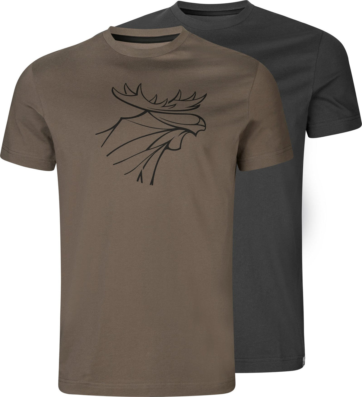 Grafik-T-Shirt 2er-Pack - Brown granite/Phantom - Härkila