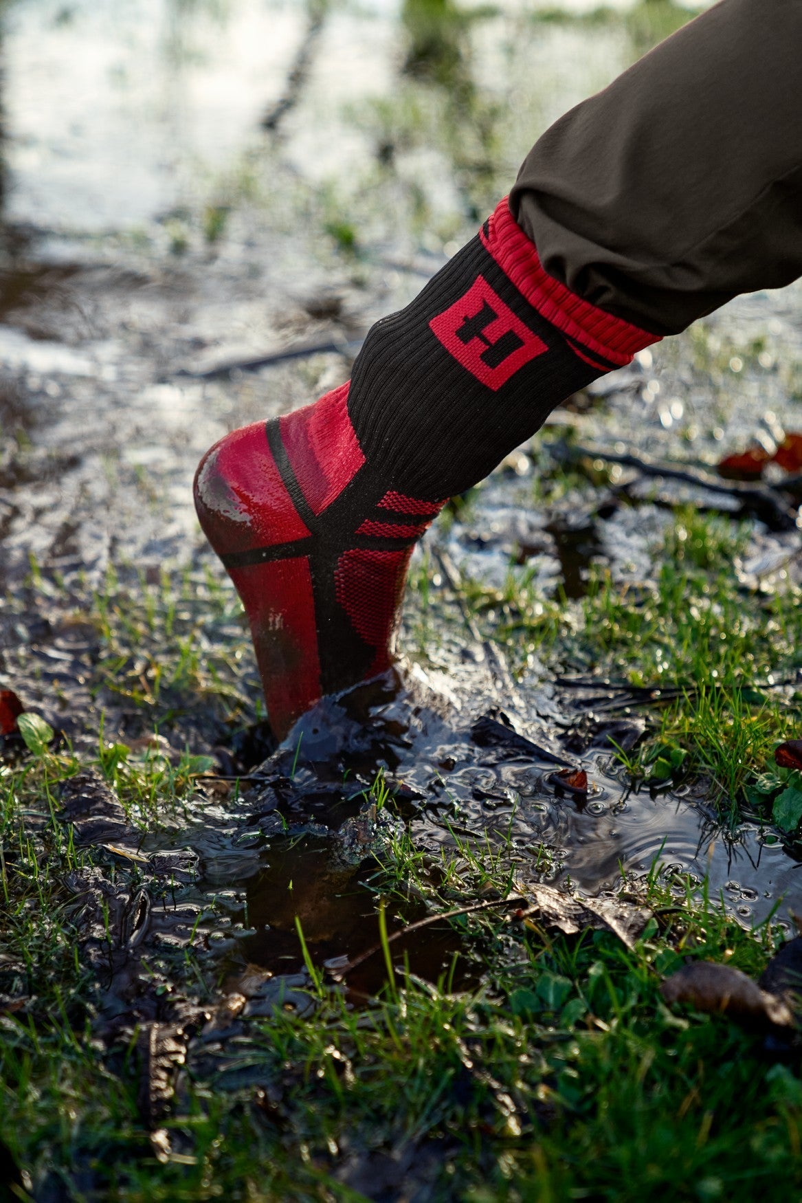 Wasserdichte Socken Rot/Schwarz - Härkila