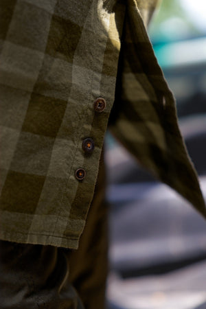 Skandinavisches Langarm-Hemd Dark olive check - Härkila