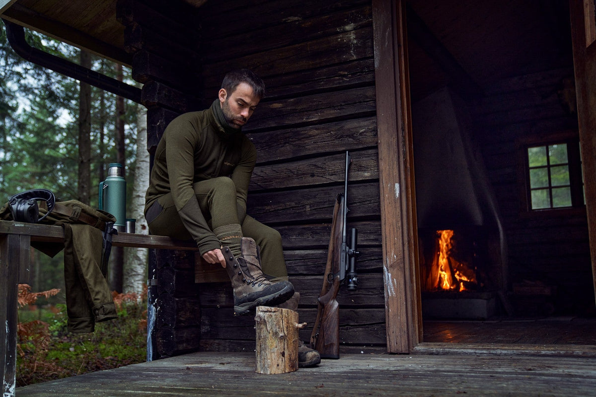 Base Warm Zip-Neck Unterhemd Willow green/Shadow brown - Härkila