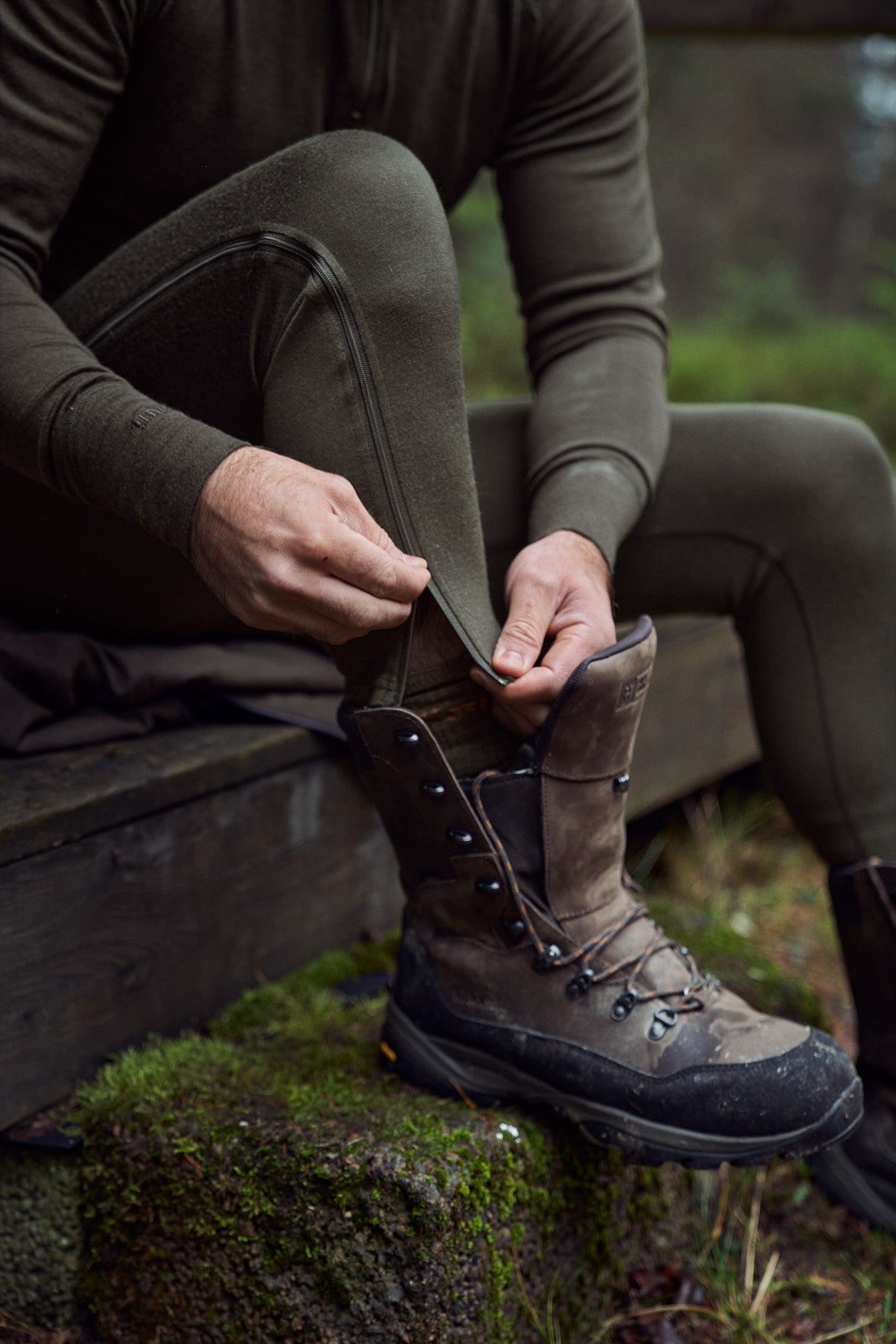 Base All Season mit Seitenreißverschluss Lange Unterhose Shadow Brown - Härkila