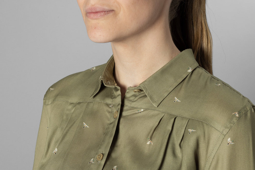 Abigail Langarmshirt Damen Dust green/Flying ducks - Härkila