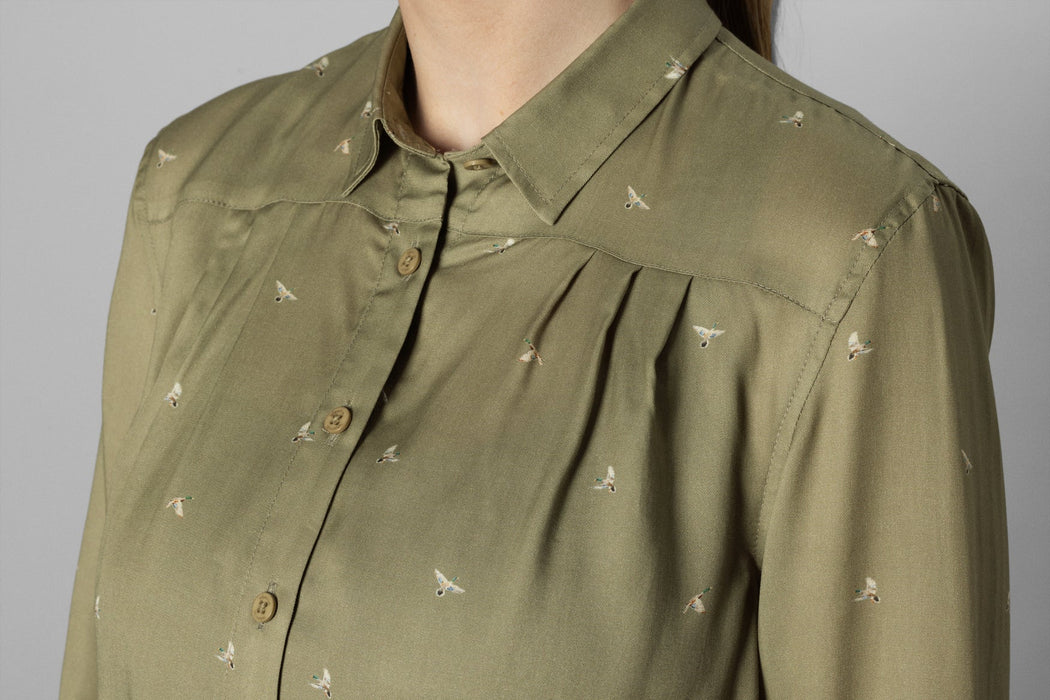 Abigail Langarmshirt Damen Dust green/Flying ducks - Härkila