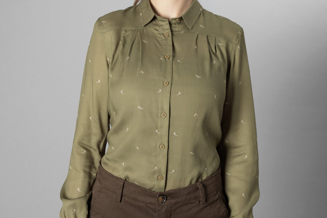 Abigail Langarmshirt Damen Dust green/Flying ducks - Härkila