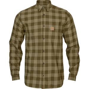 Skandinavisches Langarm-Hemd Dark olive check - Härkila