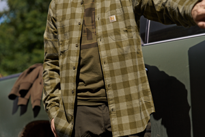 Skandinavisches Langarm-Hemd Dark olive check - Härkila