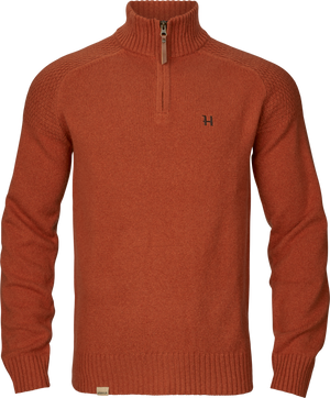 Merino-Pullover mit Halbreißverschluss Bombay brown – Härkila