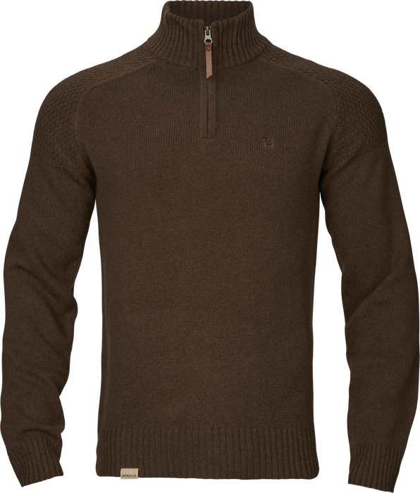 Merino-Pullover mit Halbreißverschluss Demitasse Braun – Härkila